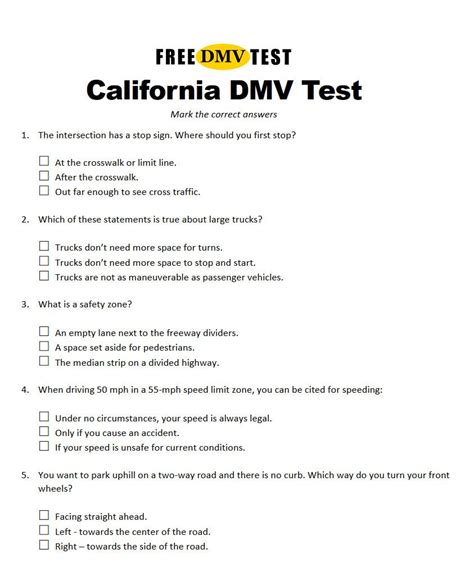 california driver's license test questions